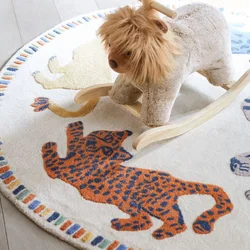 Tapis de sol rond doux moderne pour bébé, Center d'activité pour bébé, tapis de jeu pour enfants, Design Animal Lion, pour pépinière 