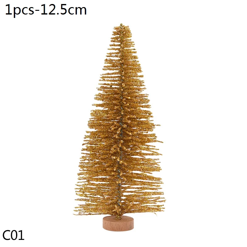 C01-12.5cm-1pcs gold Зеленые, белые, красные, золотые мини украшения для рождественской елки, миниатюрные рождественские елки, новогодние, вечерние, декор для стола, искусственная сосна, елки Navidad - Цвет: C01-12.5cm-1pcs gold