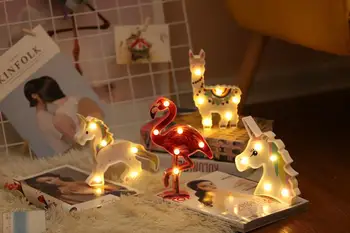

Cute Animal Shape LED Lamp Home Living Room Tabletop Decoration +Flamingo Unicorn Alpaca Night Lights Lighting