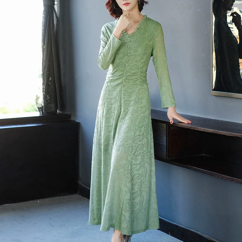 

Spring Clothing 2020 New Style Women's Slim Fit Slimming Three-quarter-length Sleeve Jersey Dress Spring Clothing Mid-length Bas