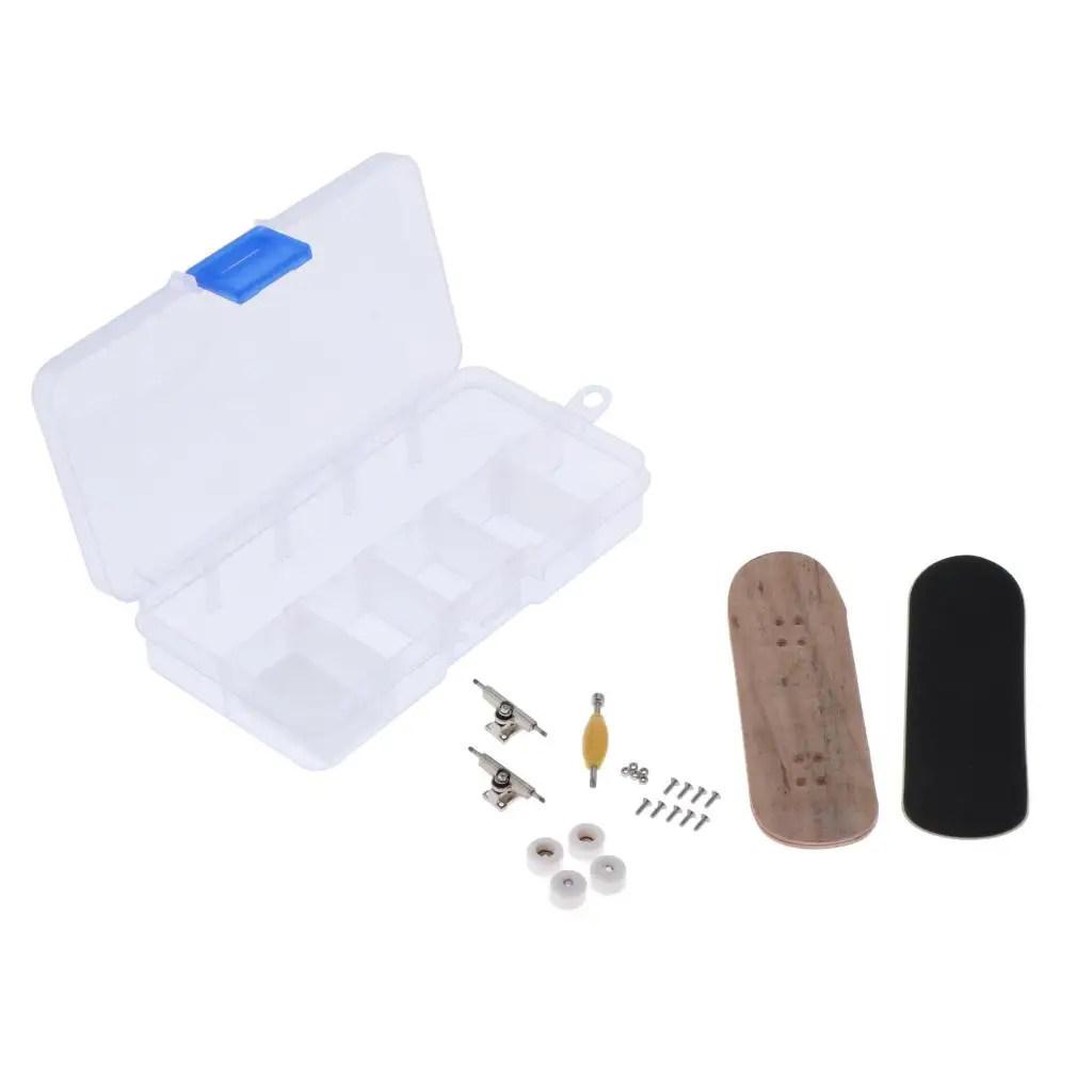 1 Set Wooden Fingerboard Skateboard with Box Children Deck Sport Game Gift Maple Finger Toy for Adults Kids 6 Colors