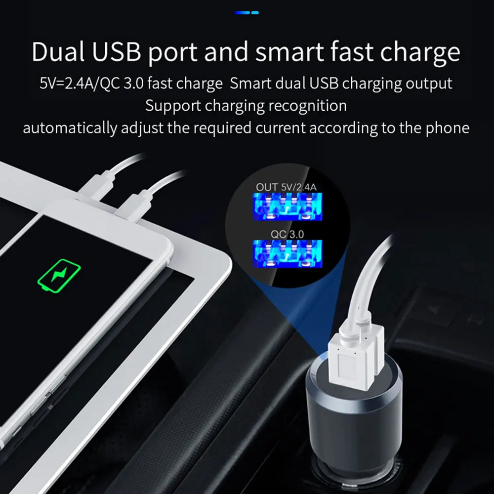 BC49BQ QC3.0 Hands-free Bluetooth автомобильный комплект Автомобильный fm-передатчик двойной USB 5V 3.4A автомобильный заряд телефона fm-модулятор mp3-плеер