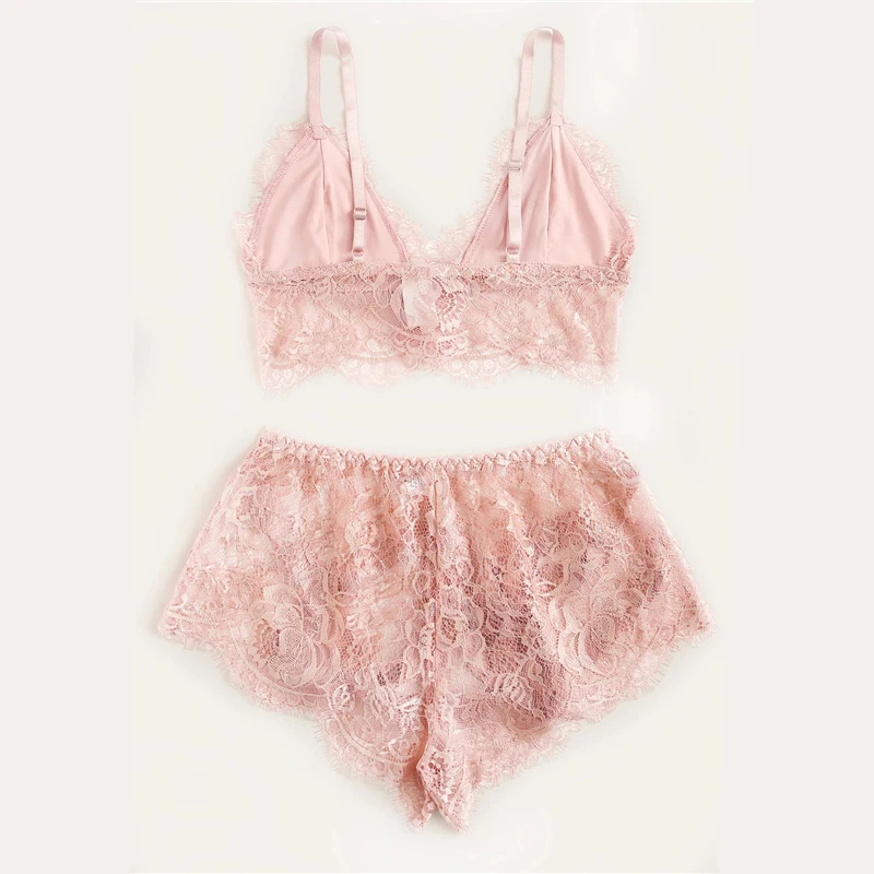 Koop Kant Dunne Beha Set Geschulpte Floral Lace Lingerie Set Vrouwen Pyjama Set Bourgondië Bralettes En Slips Nachtkleding Sexy Nachtjapon