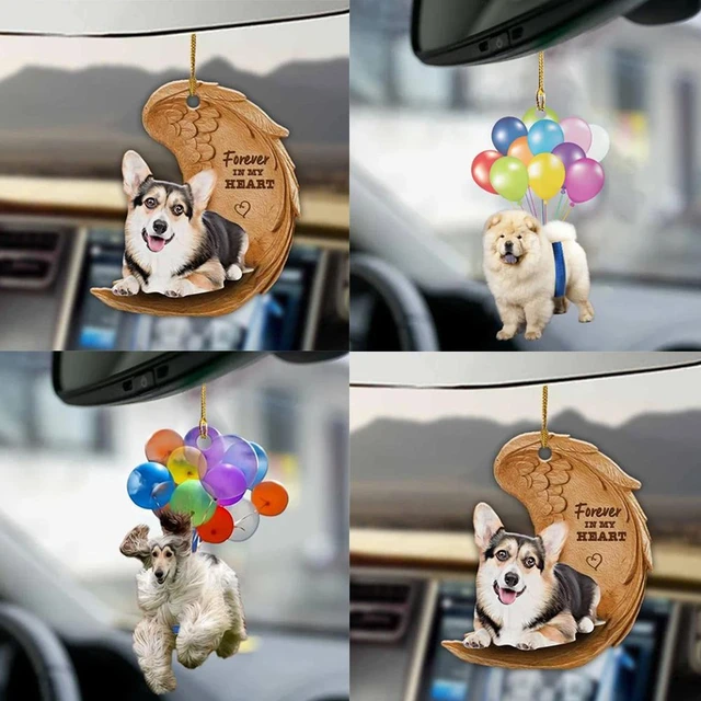 New Acrylic Car Hanging Ornament Cute Dog Keychain Hanging Pendant With Colorful  Balloon Hanging Ornament Gift Happy Mood - AliExpress