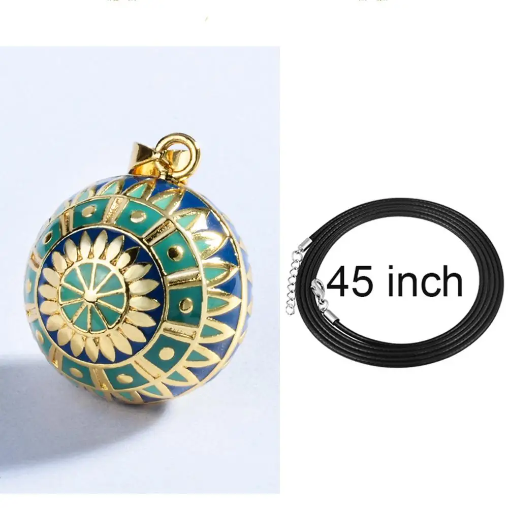 Eudora, зеленый шар гармонии для беременных, ожерелье для беременных, шар бола, подвеска с цветком от солнца, роскошные ювелирные изделия для женщин, подарок для душа - Окраска металла: with 45 inch rope