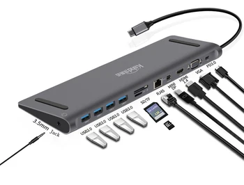 

Multifunctional Power Adapter 12 in 1 USB Type-C HUB to HDMI + VGA + RJ45 + 4 USB 3.0 + MINI DP Port Power Adapter For MacBook