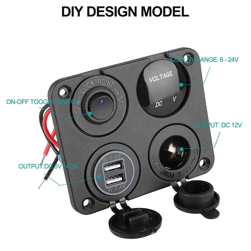 Вкл./выкл. Панель переключателя двойной USB разъем зарядного устройства розетка