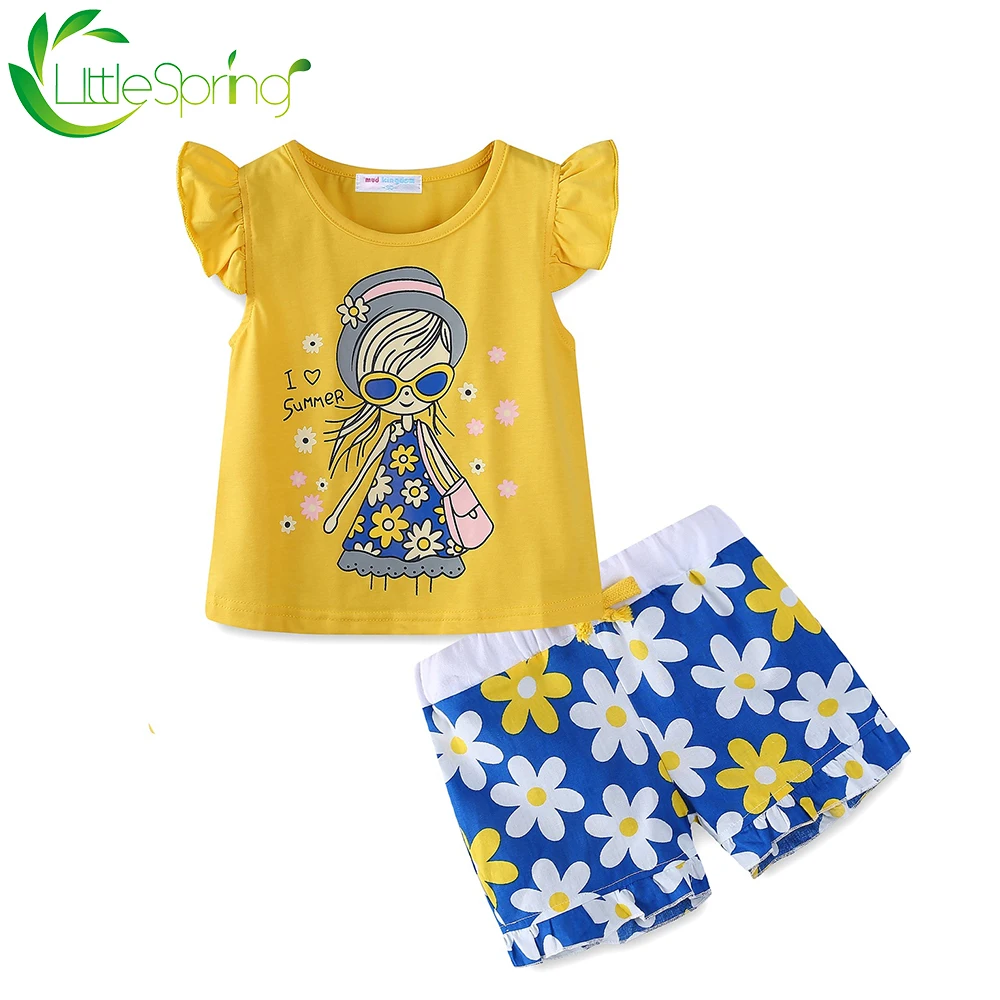 Одежда для маленьких девочек LittleSpring наряды с цветочным рисунком праздничная