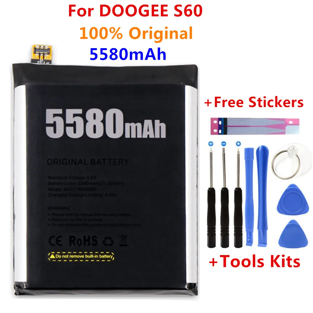 100% оригинальный новый запасной аккумулятор Для DOOGEE S60 5580 мАч резервный