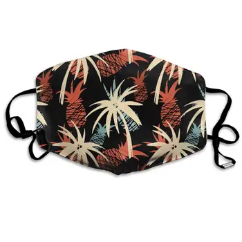 

Exotic Coconut Palm Trees And Pineapples Washable Reusable Mask, Cotton Anti Dust Half Face Mouth Mask For Kids Teens Men