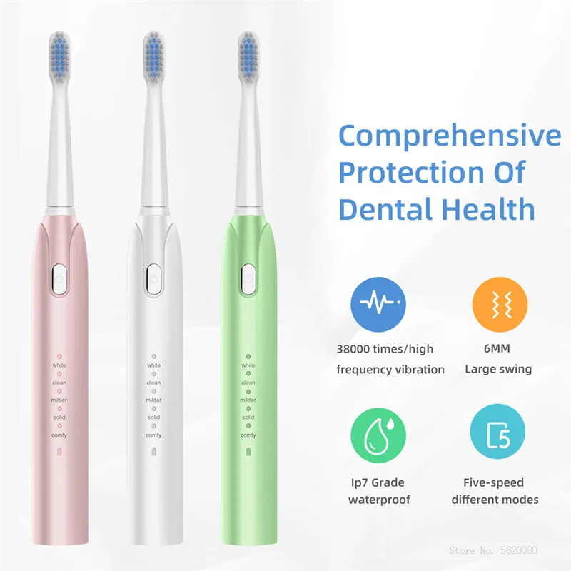 

2020 Sonic Electric Toothbrush USB Rechargeable Toothbrush Waterproof Ultrasonic Automatic Tooth Brush Electric Teeth Brush