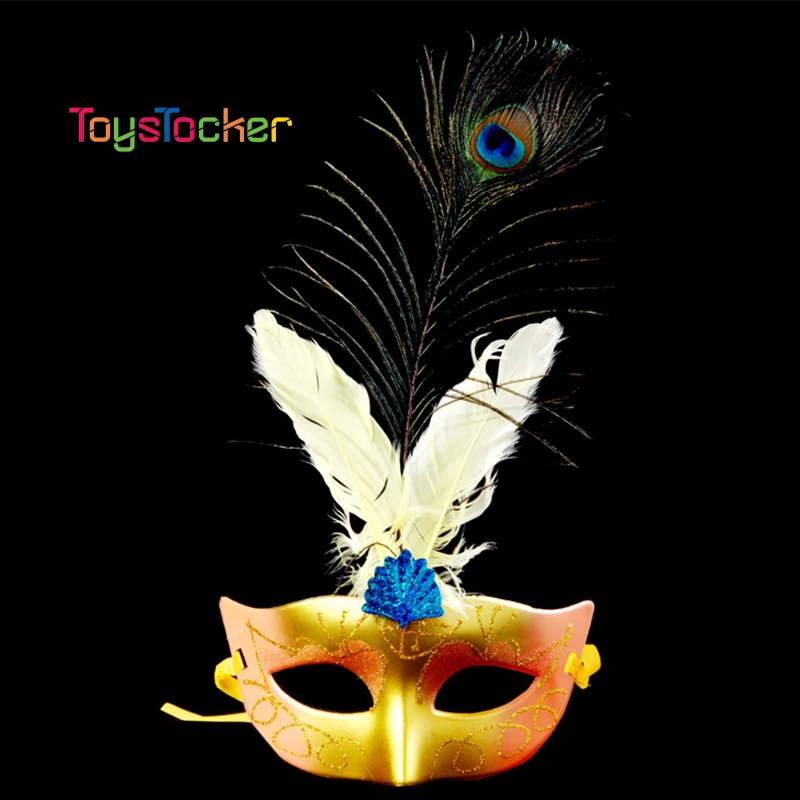 Masque Venitien Mascarade Carnaval Bal Masque Deguisement Plumes De Paon De Haute Qualite Pour Anonyme Aliexpress