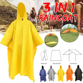 

3 in 1 Rain Poncho Waterproof Raincoat Rain Gear Cover Gound Mat For Outdoor Camping Fishing 5 Colors 230x140cm