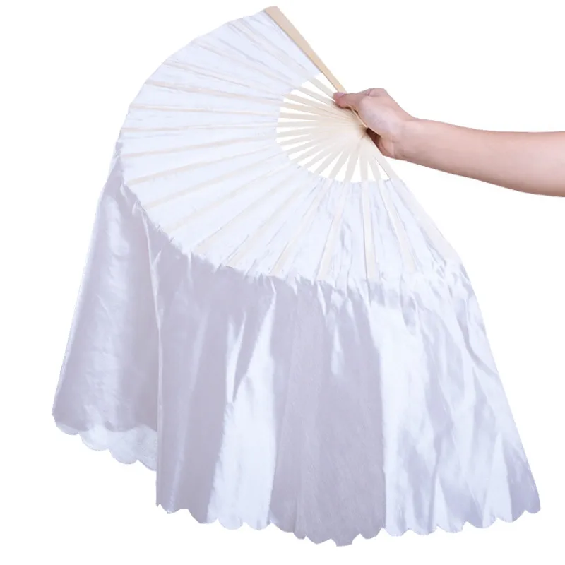

Dance Fan Pure White Imitated Silk Fabric Dance Fan Performance Props Eventail a Main Abanicos Para Boda Eventail Mariage