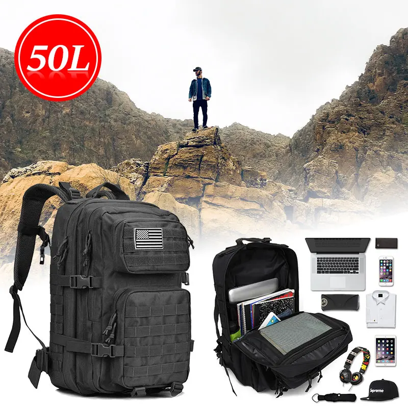 

50L Large Capacity Men Army Military Tactical Backpack 3P Softback Outdoor Hiking Camping Rucksack Hunting camping travel bag