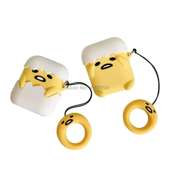 

Cute Eggshell Chicken Pattern Soft Silicone Protective Cover Shockproof Case Skin with Lanyard for Airpods 1/2 Charging Box
