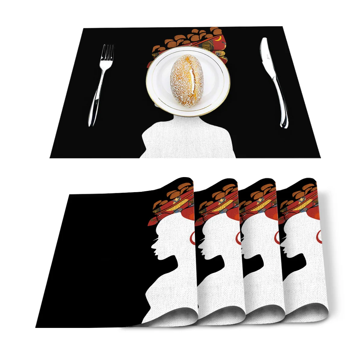 Африканская женщина Черная кухонная подставка с принтом коврик для обеденного