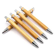 Stylo à bille en bois de bambou 1.0mm, 3 pièces/5 pièces, pointe à balle, encre bleue et noire, Signature d'affaires, papeterie scolaire et de bureau