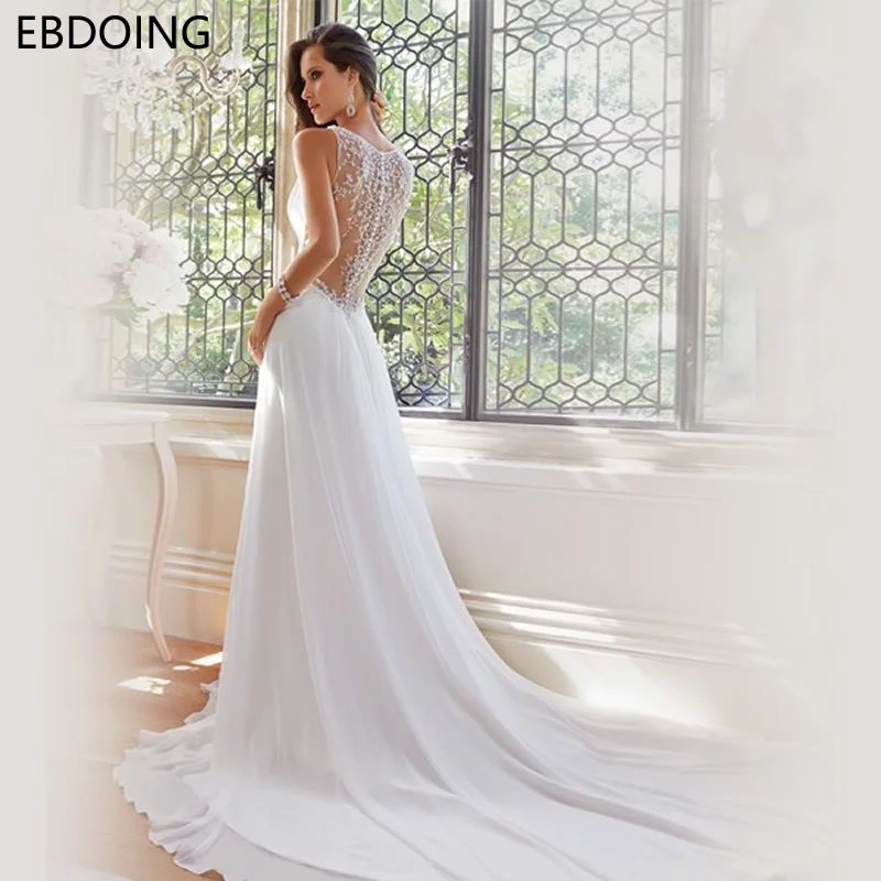 Vestidos De Novia потрясающее ТРАПЕЦИЕВИДНОЕ свадебное платье с глубоким v-образным вырезом новейшего размера плюс длинное свадебное платье для невесты
