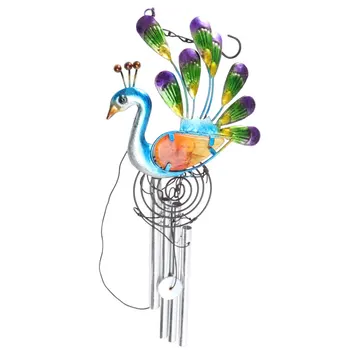 

1pc Creative Windbell Tube Colorful Peacock Wind Chimes Glass Pendant Hanging Pendant (Colorful)