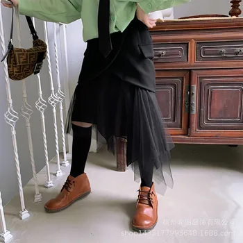

2020 autumn new girls skirts Korean version of all-match casual yarn skirts irregular short skirts