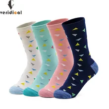 VERIDICAL, женские счастливые носки, хлопковые короткие, хорошее качество, треугольные, бизнес, harajuku, тепловое платье для вечеринки, носки для лодочек, 5 пар/лот