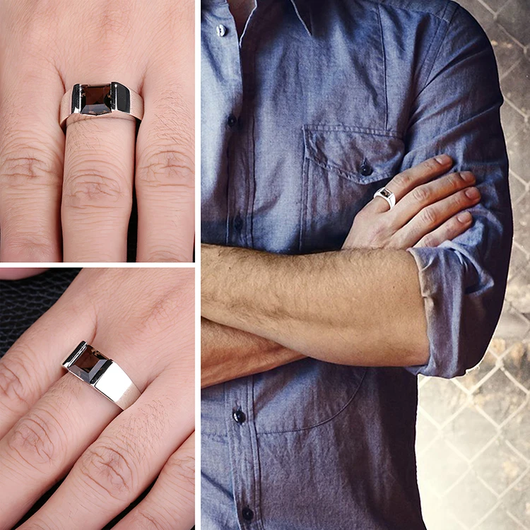Jewelrypalace Для мужчин площади 2.2ct подлинная дымчатый кварц обручальное кольцо Твердые стерлингового серебра 925 высокое качество модный бренд ювелирных изделий