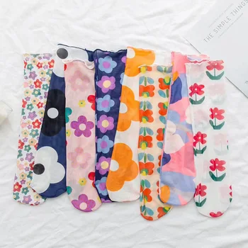 

6 styles colorful Fashion flowers series literary girl cotton cotton tube socks cute kawaii flowers for girl women socks