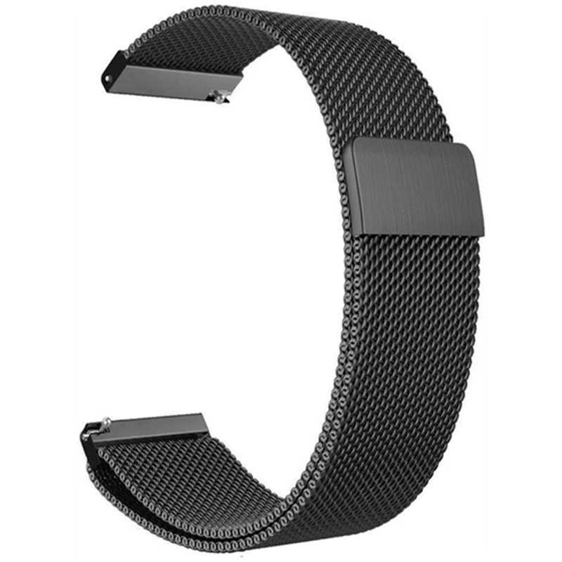20 мм миланские часы из нержавеющей стали с магнитной пряжкой для BW-HL1/Для Galaxy Watch active2/Amazfit Bip Lite Смарт-часы - Цвет: Черный