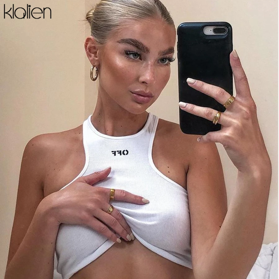 Женский топ на бретельках kalien, белый однотонный топ с буквенным принтом, летние пляжные вечерние топы|Майки| | АлиЭкспресс