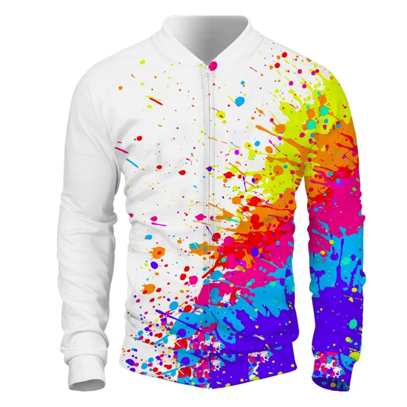 Cloudstyle новые 3D мужские куртки с разноцветными пятнами на молнии уличная куртка пуловеры топы размера плюс 5XL - Цвет: 3DA9BQJK012