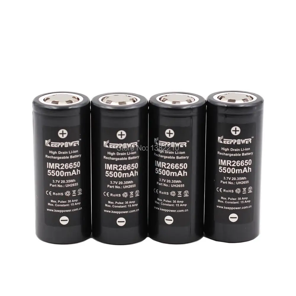 2 шт./лот новая модель Keeppower 3,7 V 26650 IMR26650 5500mAh Max 30A разрядная электронная сигарета батарея