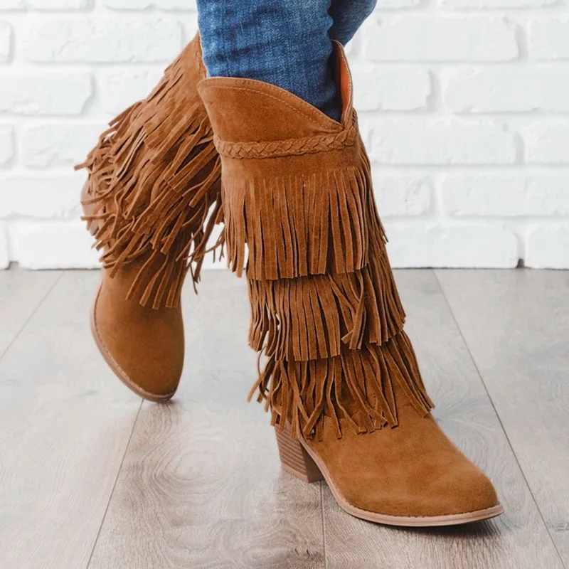 Nice New Bohemian Boho Heel Boot Ethnic 