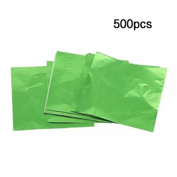 

500pcs DIY Food Aluminum Foils Paper Square Candy Package Chocolate Cookie Wrappers Party DIY Embossing Gift Packaging Paper