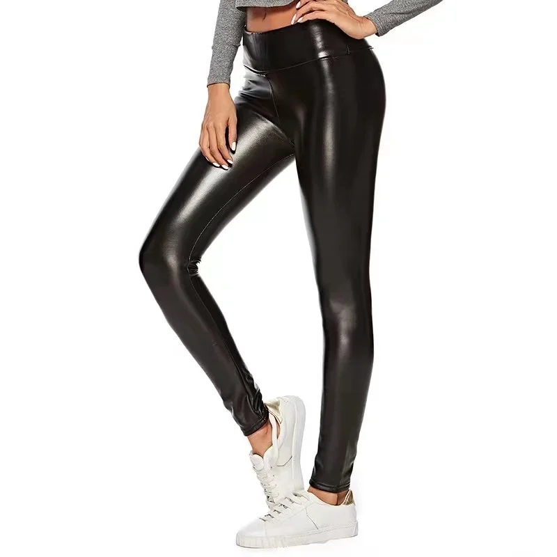 2022 Spring Faux Pu Leather Velvet Warm Seamless Leggings Push Up Women Sexy Legging Female Pants High Waist Sweatpants Clothing fabletics leggings