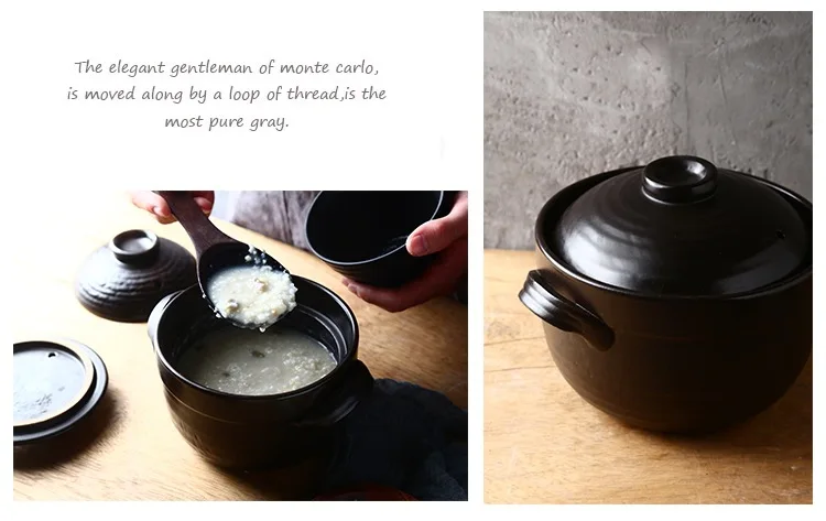 Mu cheng Home Japanese Style Steamer Earthenware Pot Household Ceramic Steamer Fuel Gas Pot Soup Rice Stew Pot Open Fire Porridg