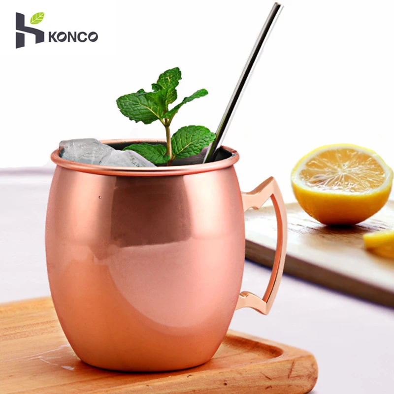 Konco Moscow Mule Copper Beer Mugs Solid Handcrafted Cocktail Whiskey Wine Cups Bar Accessories | Дом и сад