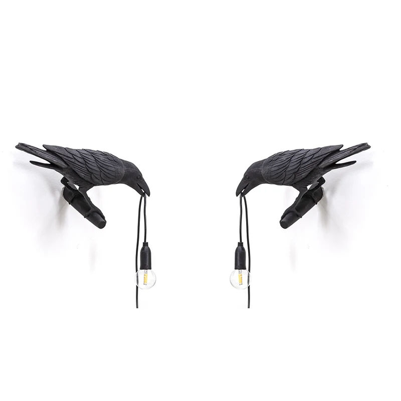 Настенный светильник Seletti Bird Современный итальянский из смолы белого и черного