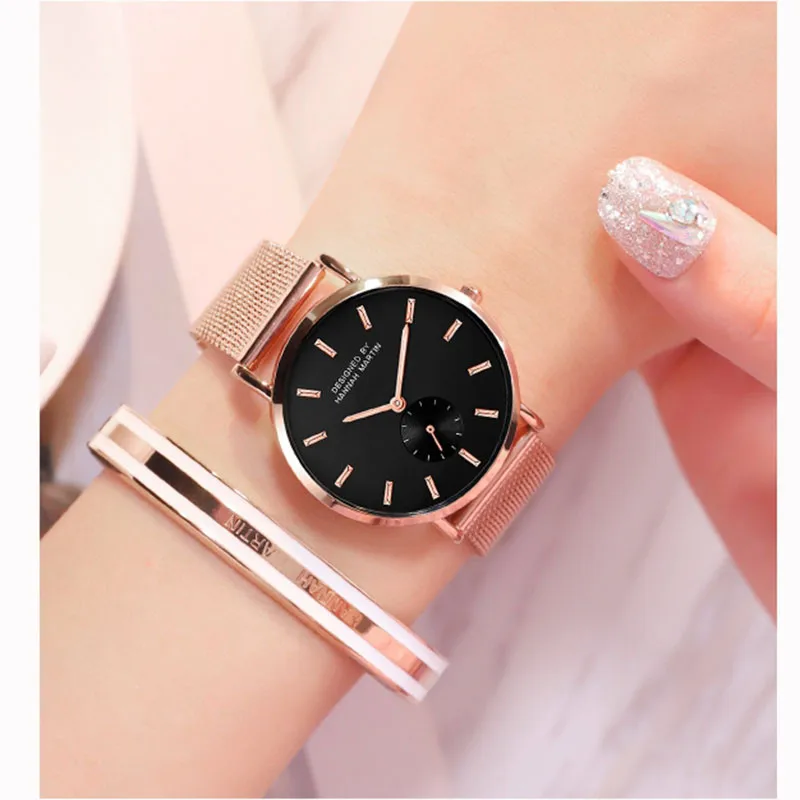 Women Watch 2019 Japan Quartz Clock Design Waterproof Rose Gold Stainless Steel Mesh Lady Watches Dropshipping 1