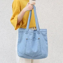 Женская Студенческая джинсовая модная сумка через плечо, многоразовая Экологичная сумка для покупок, женская сумка-тоут, посылка, Повседневная Складная сумка-шоппер