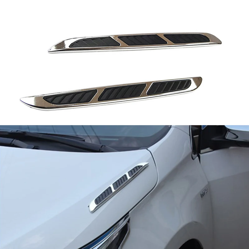 

2pcs Abs Plastic Car Simulation Side Air Flow Vent Sticker Auto Flow Fender Intake Decorative Fake Decor Car Styling Accessories