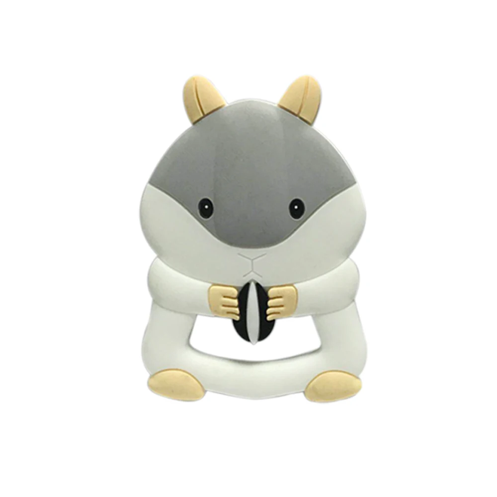 

1pc Teething Animal Rodent Silicone Baby Teethers Soft Texture Teething Toys Baby Teething Pendant Cartoon Squirrel Teether