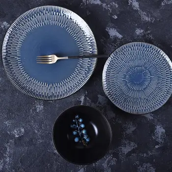 

Tableware Ceramic Dinner Plate Set Dish 8/10 Inch Porcelain Cute Dessert Plate Dinnerware Kiln Retro Vintage Tableware