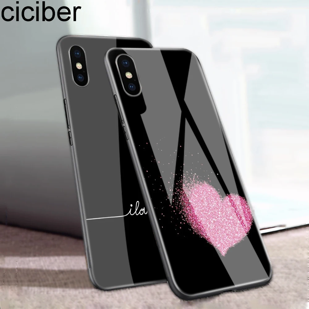 Ciciber Сердце Любовь Королева девушка закаленное стекло чехол для Apple iPhone 11 Pro Max XR X XS MAX 8 7 6 6S Plus телефонные чехлы Funda Shell