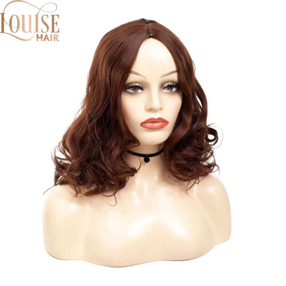 Женский парик из натуральных коротких кудрявых волос Louise коричневый