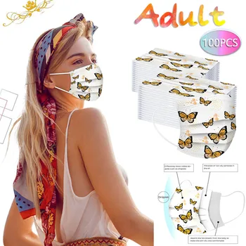 

10-100PCS Disposable Face Mask For Adult mascarillas desechables 3Ply Ear Loop Lace Butterfly Masks Cover mascarilla desechable