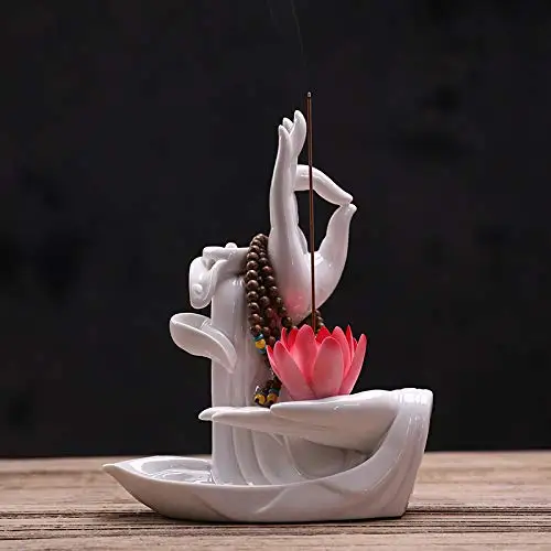 

PHILOGOD Incense Holders Ceramic Bergamot Lotus Styling Aromatherapy Backflow Burner/Censer (Celadon)