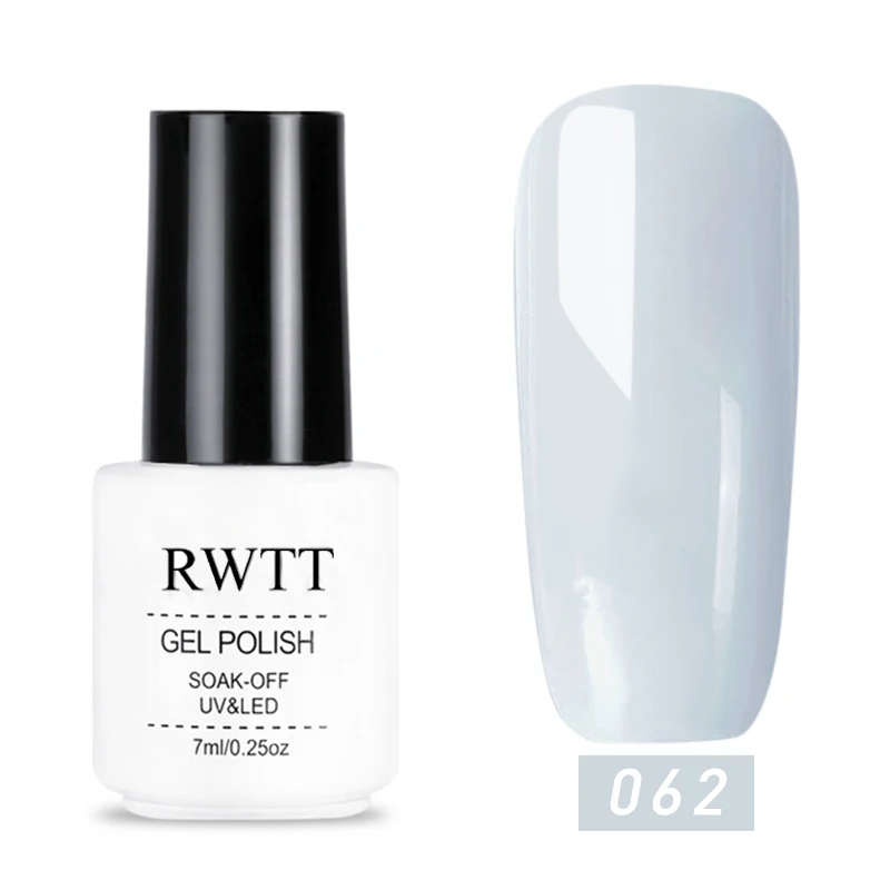 RWTT 7 мл УФ-гель Лаки лак для ногтей, набор для маникюра, покрытие для ногтей, полустойкое к полу постоянный Гибридный рисунки на ногтях Off-белый Гель-лак для ногтей - Цвет: 062