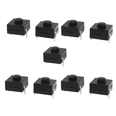 

9 Pcs Vertical 2 Pins Square Push Button Switch Black for Electric Torch