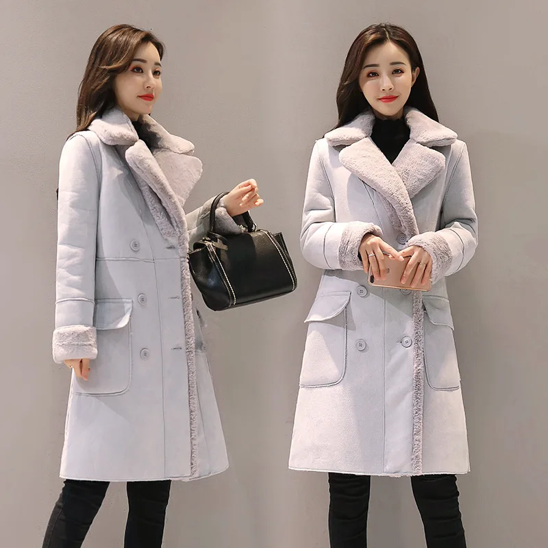 

Lambs Wool Coat Women's 2019 Autumn And Winter New Style Korean-style New Style Brushed And Thick Suede Mid-length Overcoat